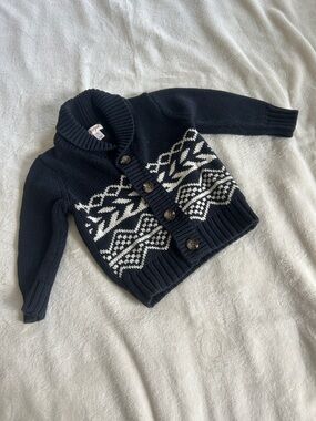 Cat & Jack Charcoal Ribbed Shawl Collar Sweater